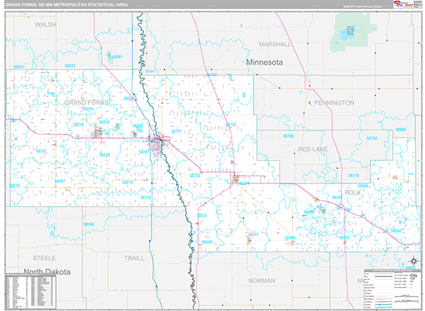 Grand Forks, ND Metro Area Wall Map